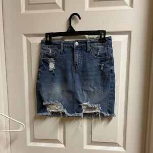 Distressed Denim Mini Skirt